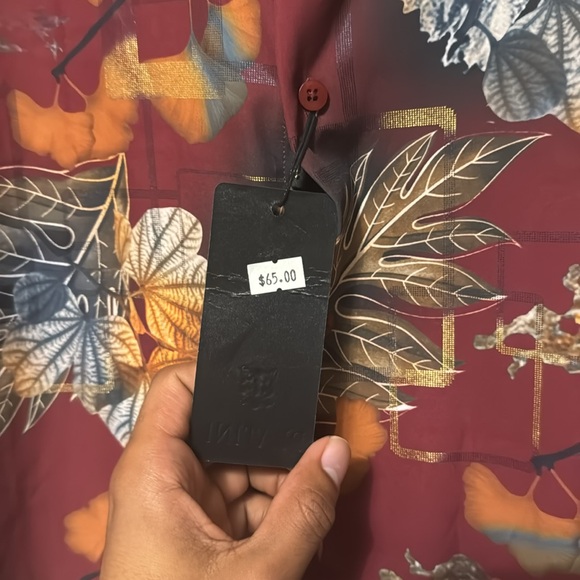 Red Dress Shirt, Gold Accents - Picture 3 of 3